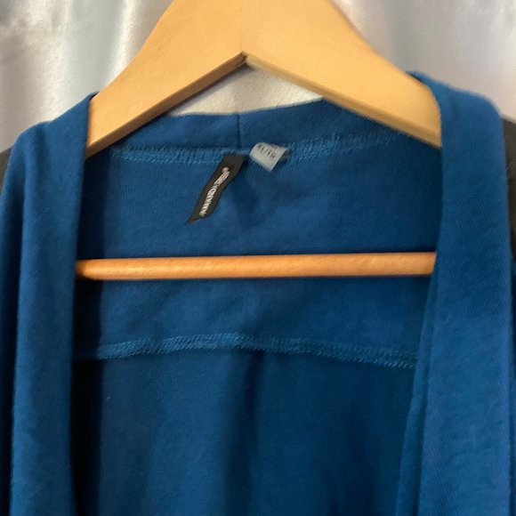 Faux Leather Teal Open Front Cardigan XL - Picture 3 of 7